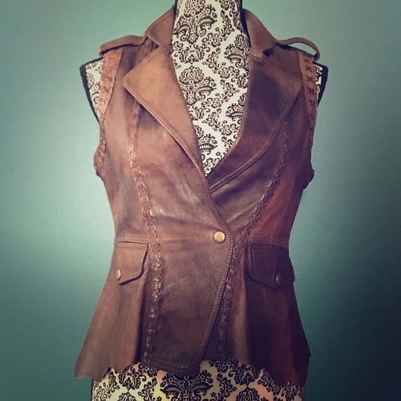Jackets & Blazers - Handmade brown leather vest